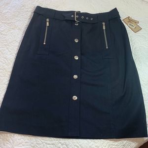 NWT MICHAEL Michael Kors Navy Skirt with Belt size 8